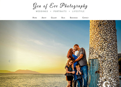 Screenshot of the Gen of Eve Photography website